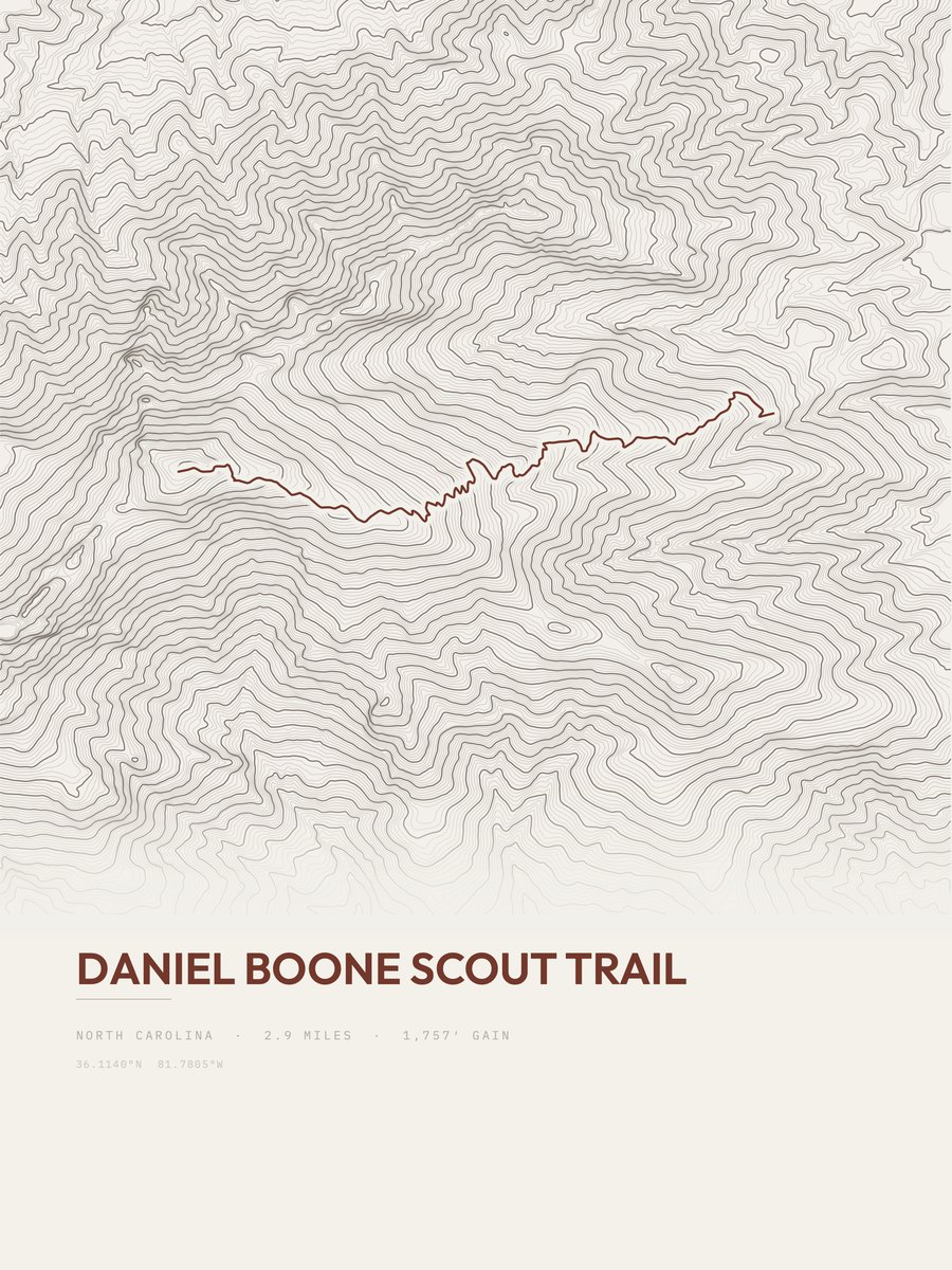 Daniel Boone Scout Trail topographic trail print