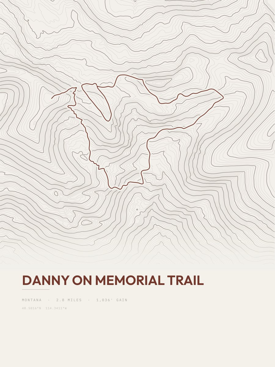 Danny on Memorial Trail Topographic print