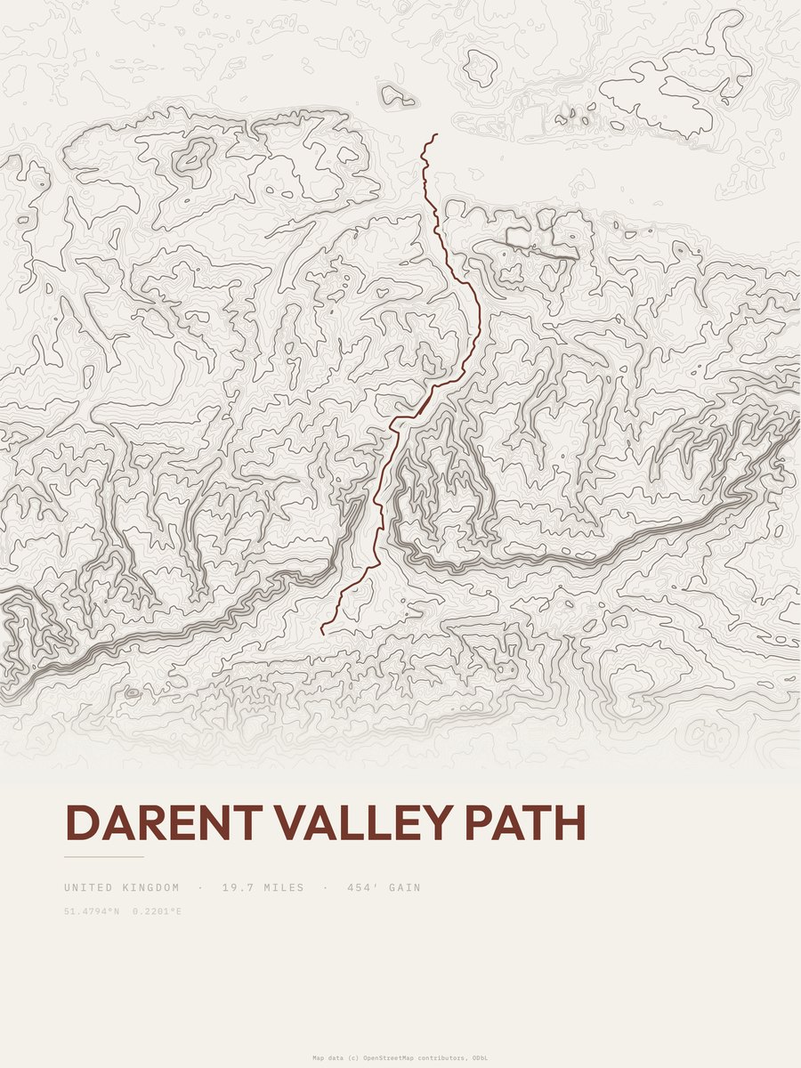 Darent Valley Path Topographic print