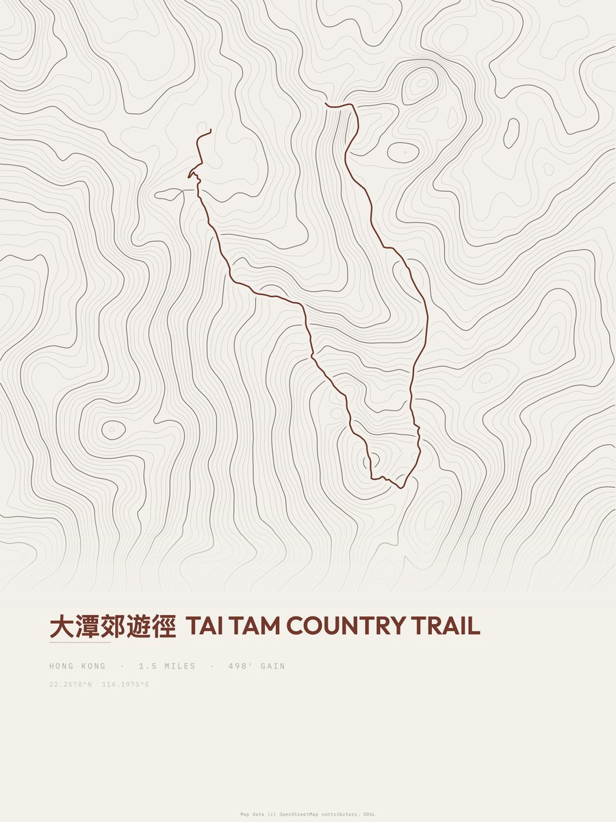 Tai Tam Country Trail Topographic print