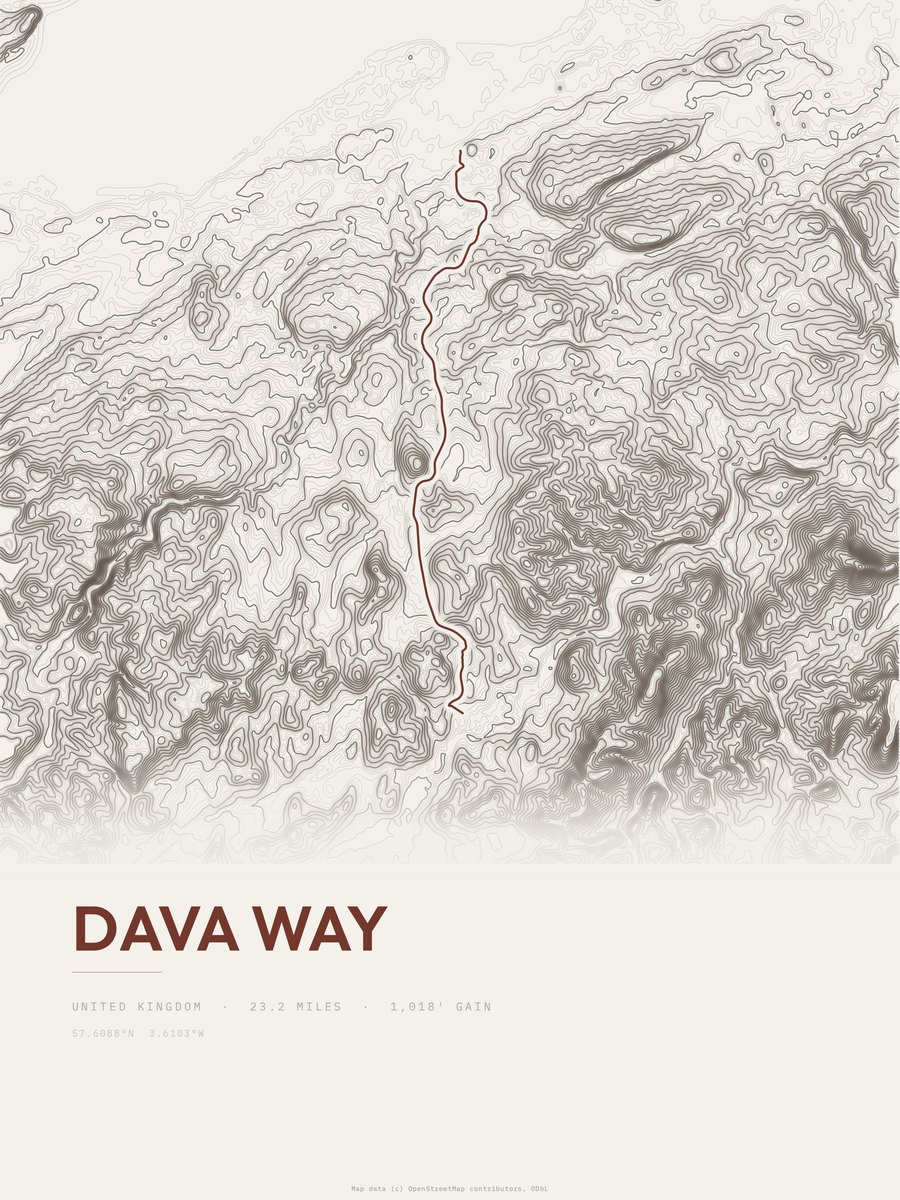 Dava Way Topographic print