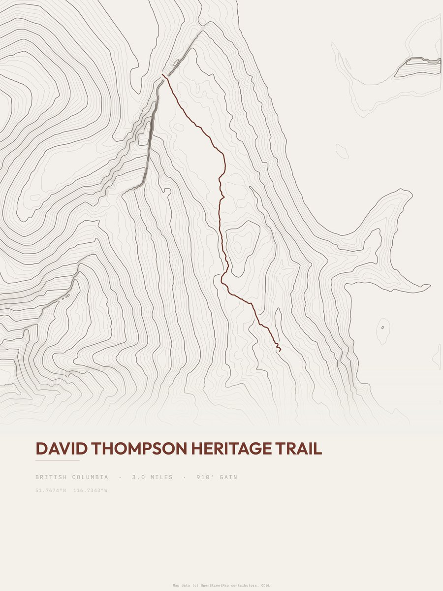 David Thompson Heritage Trail Topographic print
