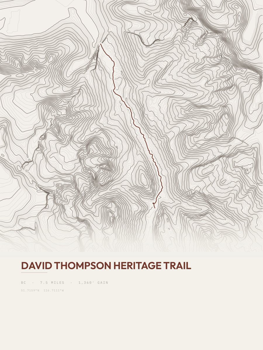 David Thompson Heritage Trail topographic trail print