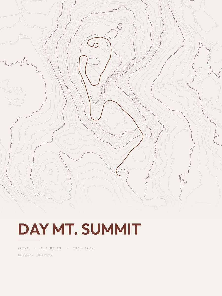 Day Mount Summit topographic trail print