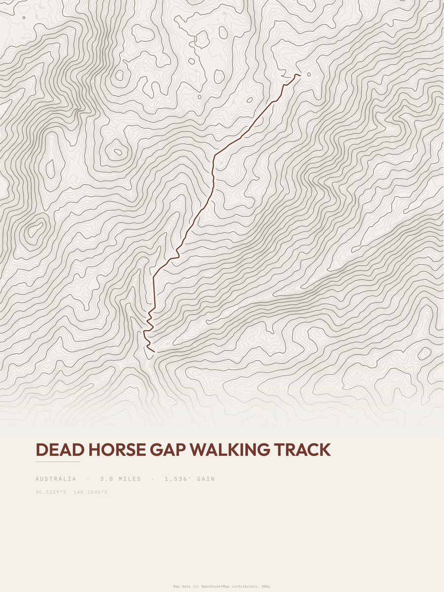 Dead Horse Gap Walking Track topographic trail print