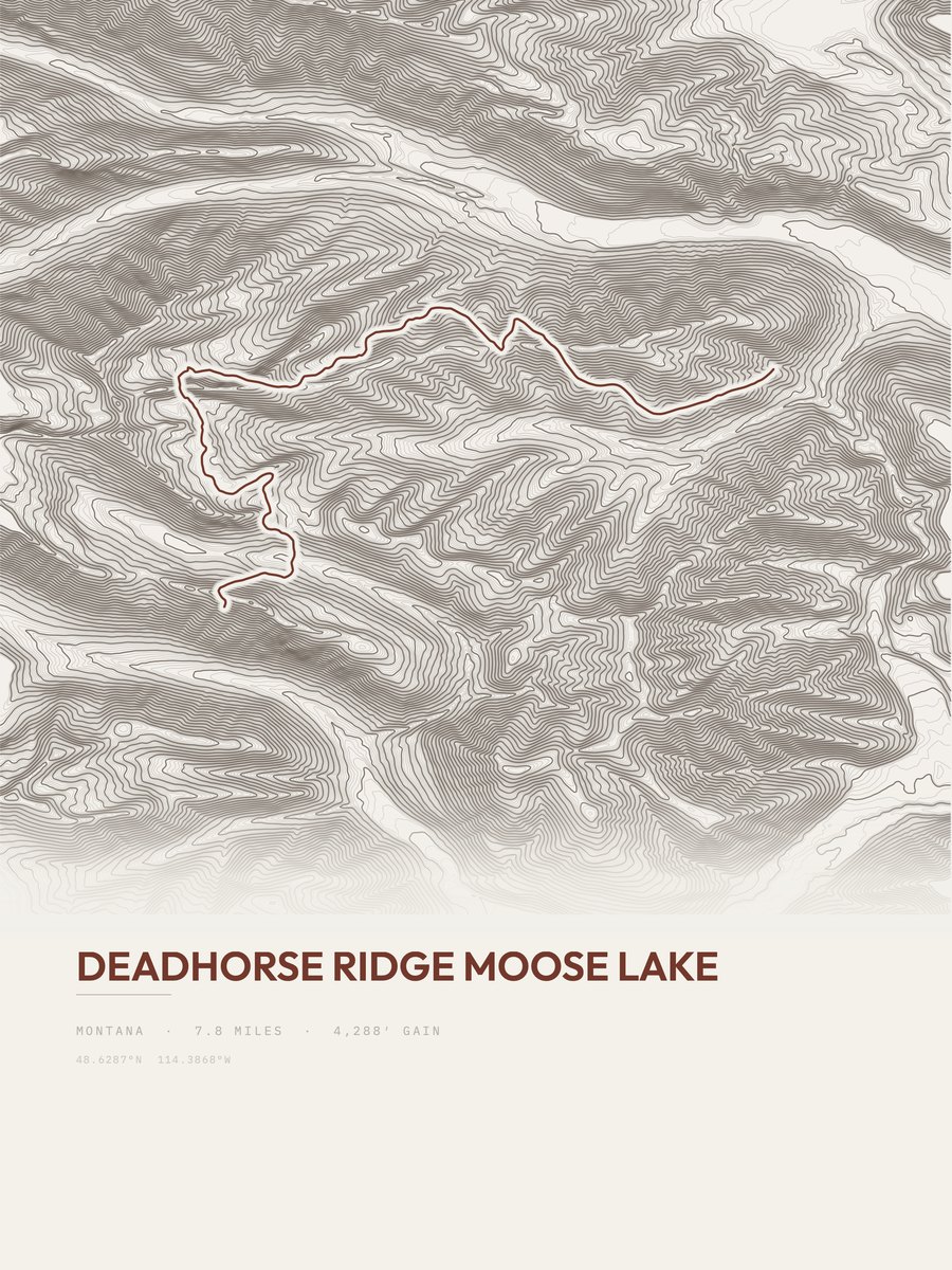 Deadhorse Ridge Moose Lake topographic trail print