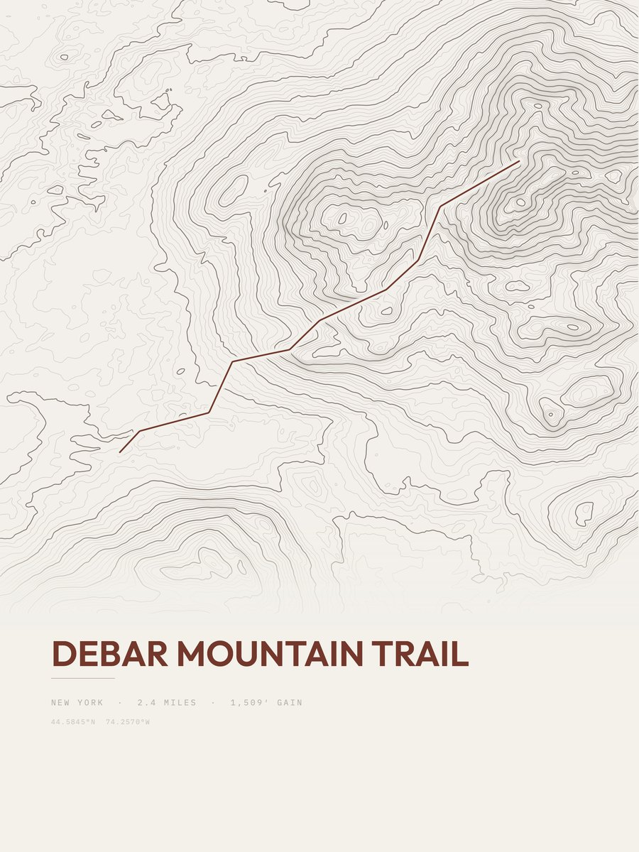 Debar Mountain Trail Topographic print