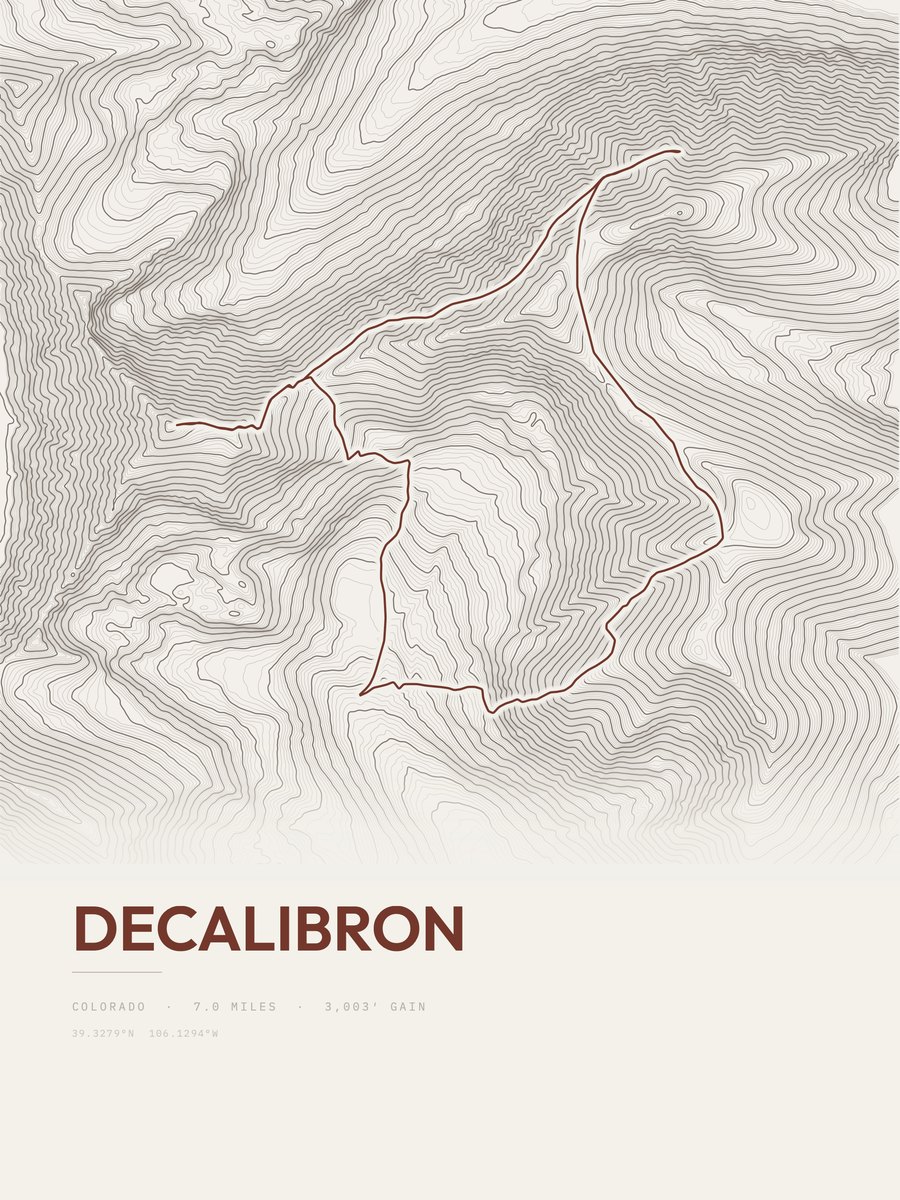 DeCaliBron topographic trail print