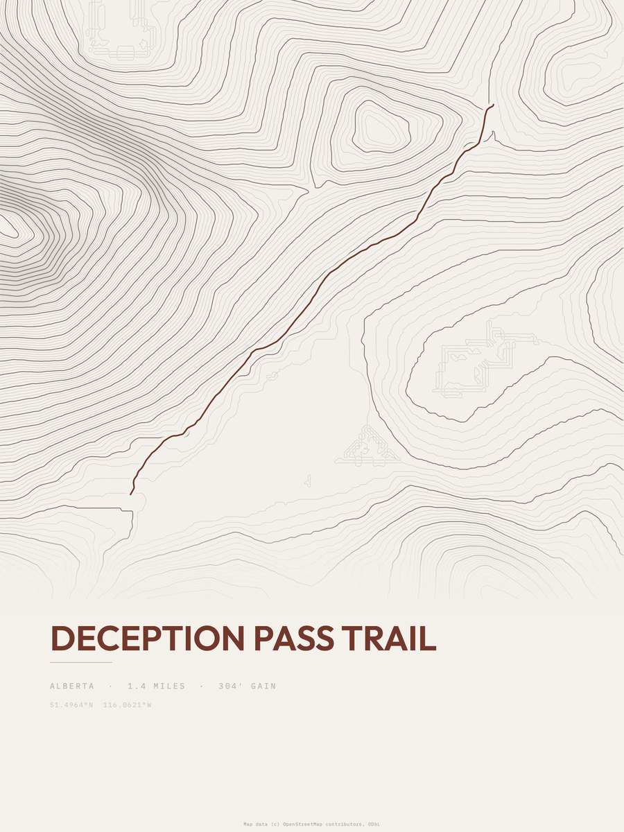 Deception Pass Trail Topographic print