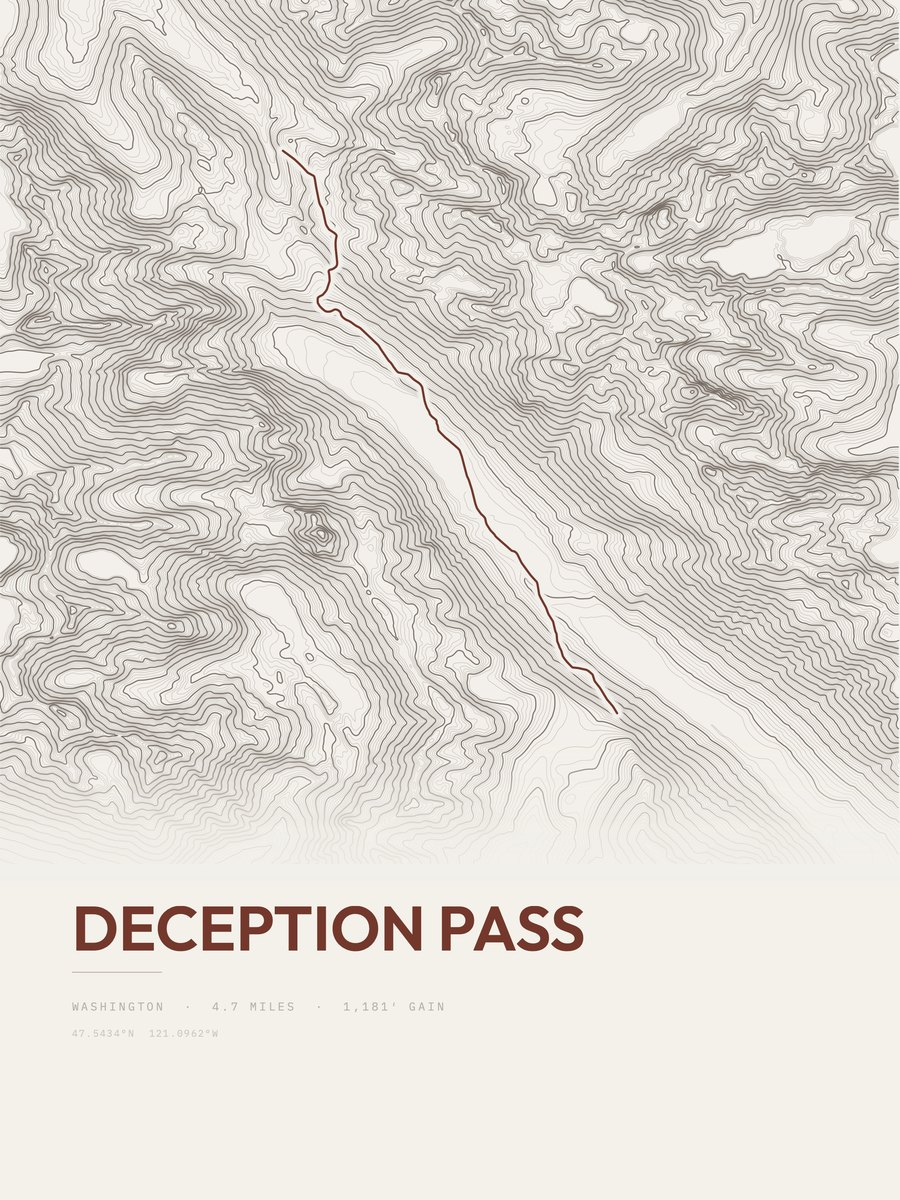 Deception Pass Topographic print
