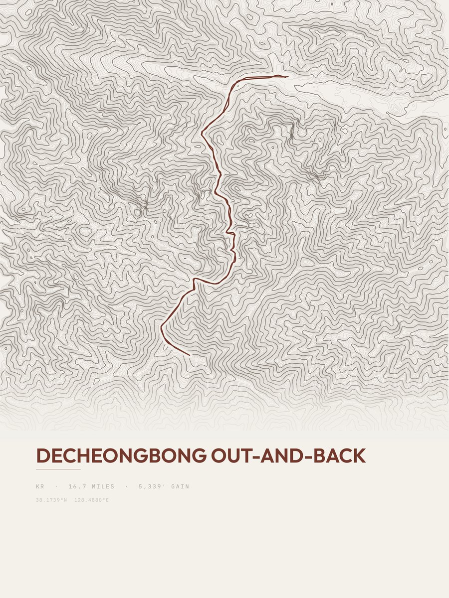Decheongbong topographic trail print