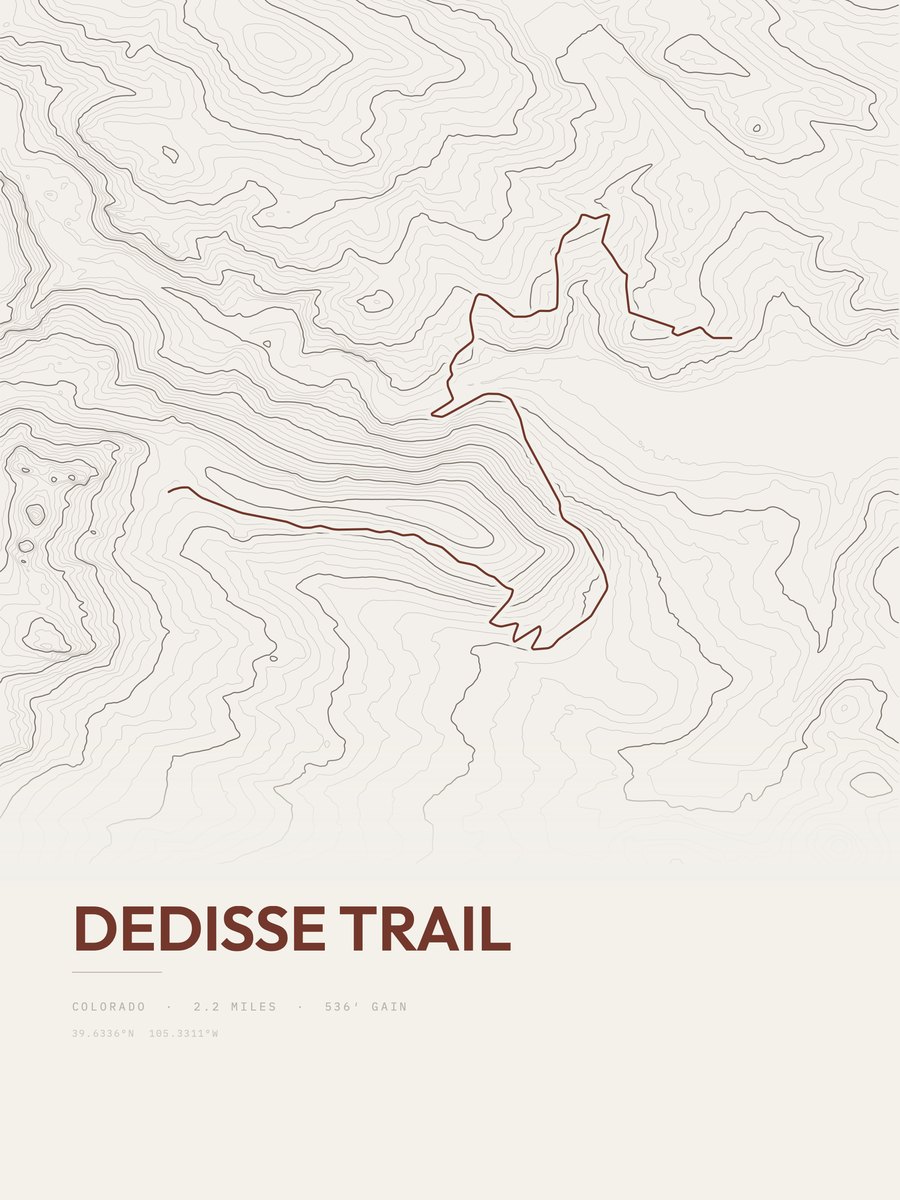 Dedisse Trail topographic trail print