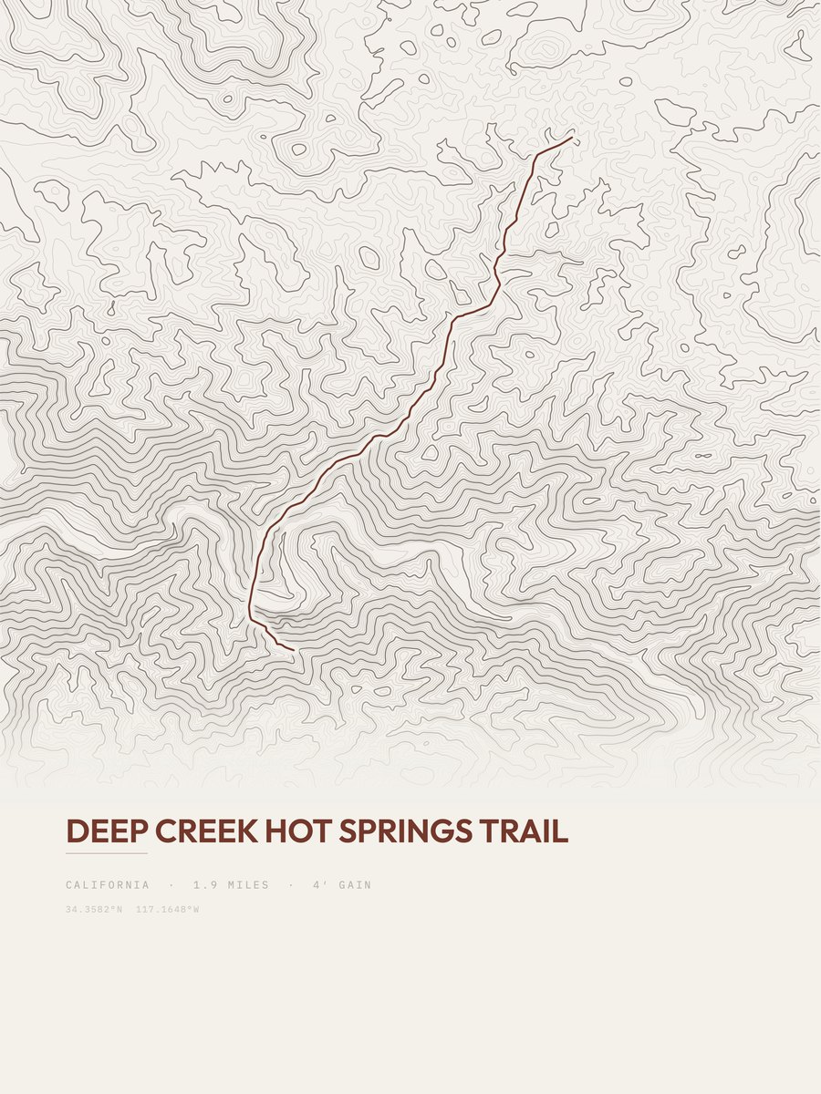 Deep Creek Hot Springs Trail Topographic print