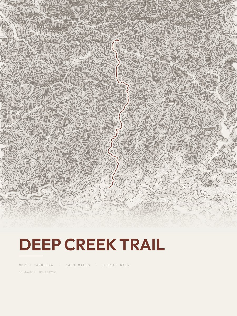 Deep Creek Trail topographic trail print
