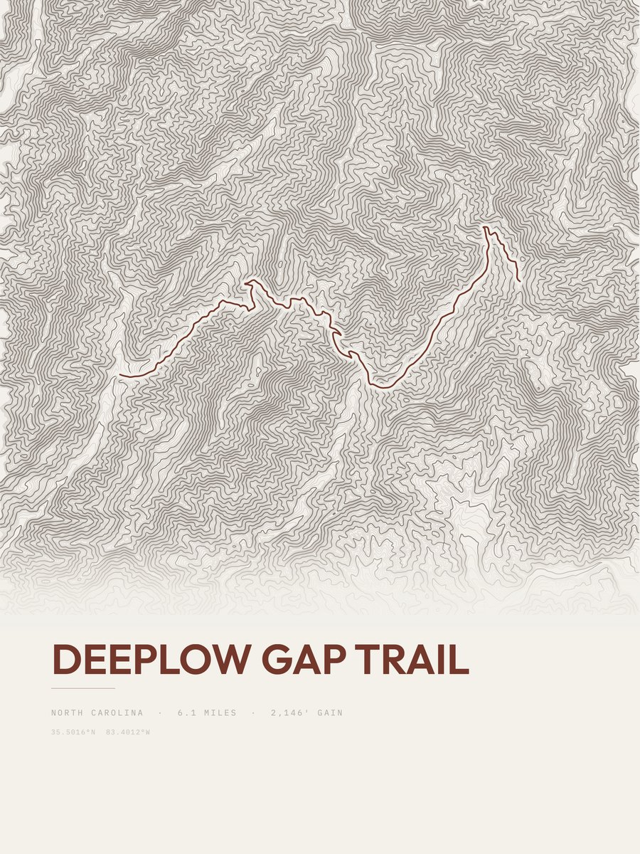 Deeplow Gap Trail topographic trail print