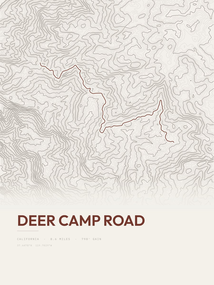 Deer Camp Road topographic trail print