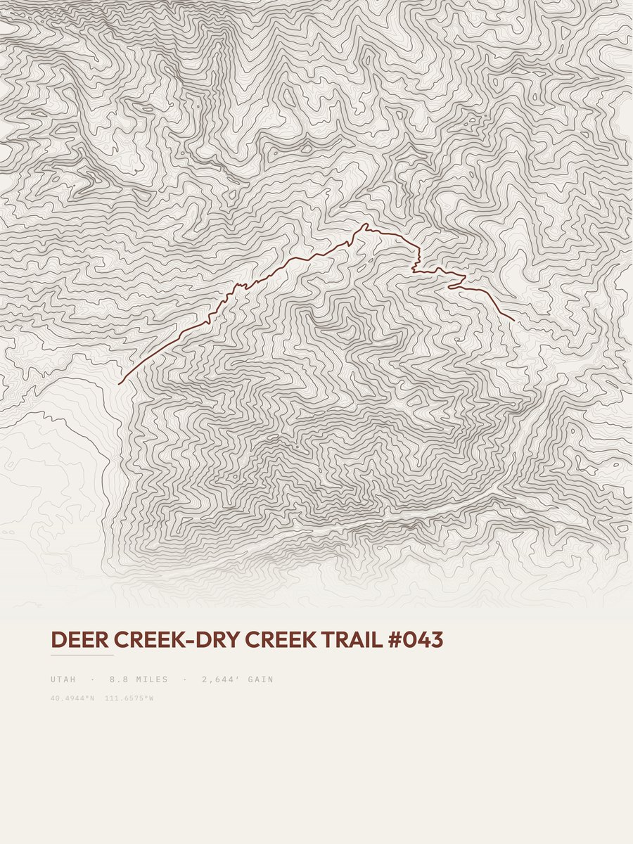 Deer Creek-Dry Creek Trail topographic trail print