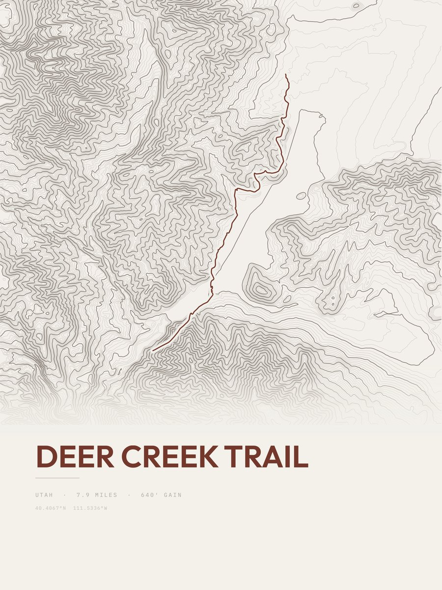 Deer Creek Trail topographic trail print