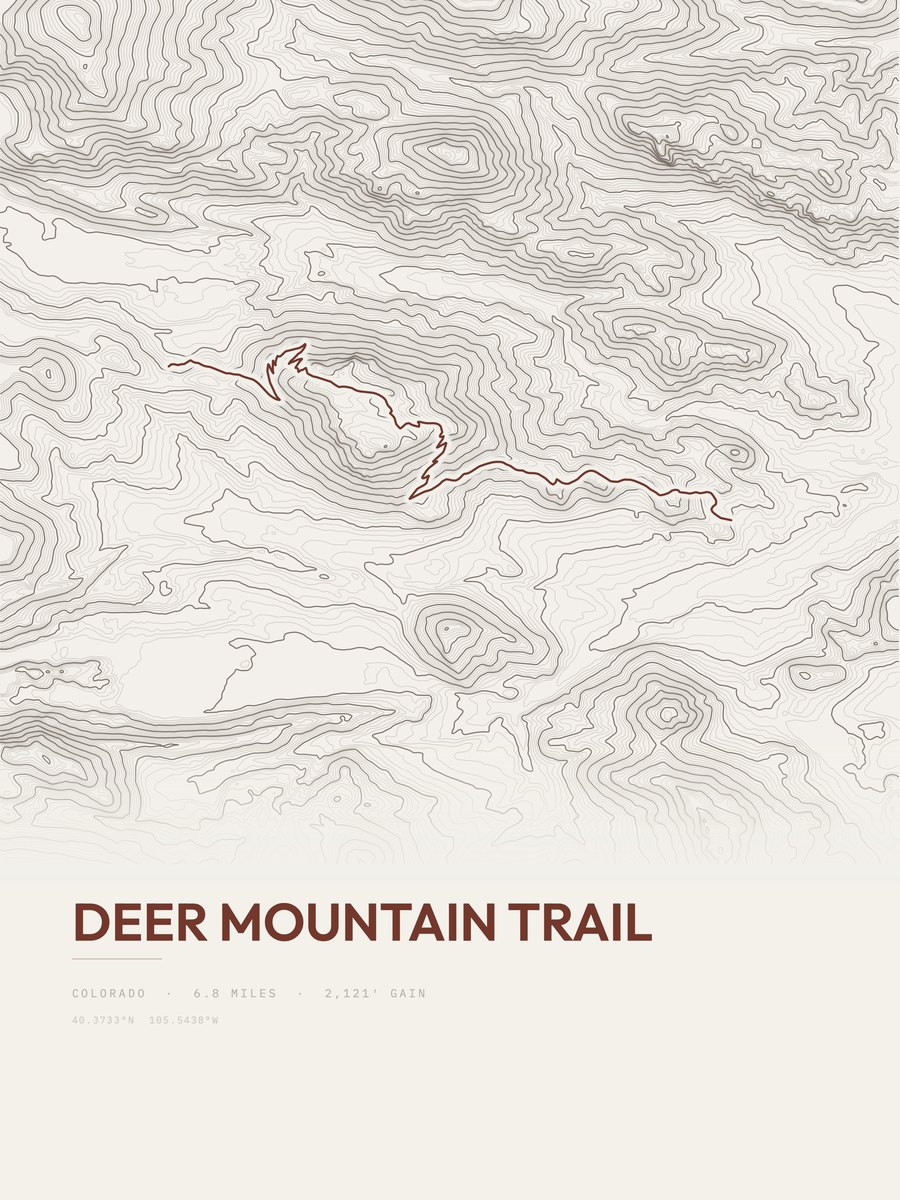 Deer Mountain Trail Topographic print