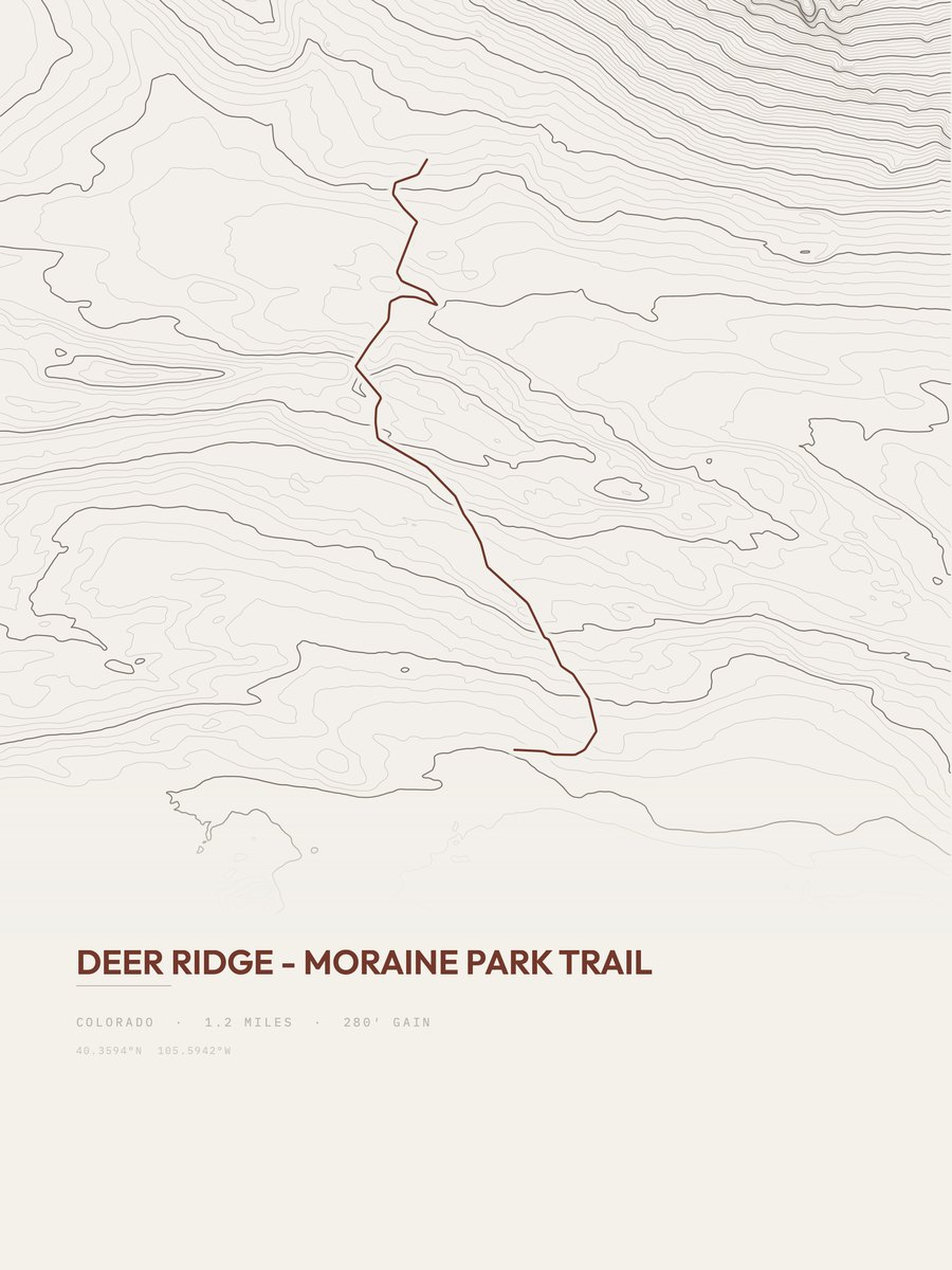 Deer Ridge - Moraine Park Trail topographic trail print