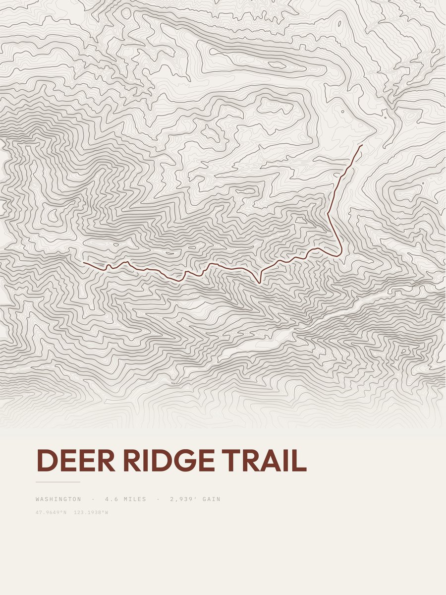 Deer Ridge Trail topographic trail print
