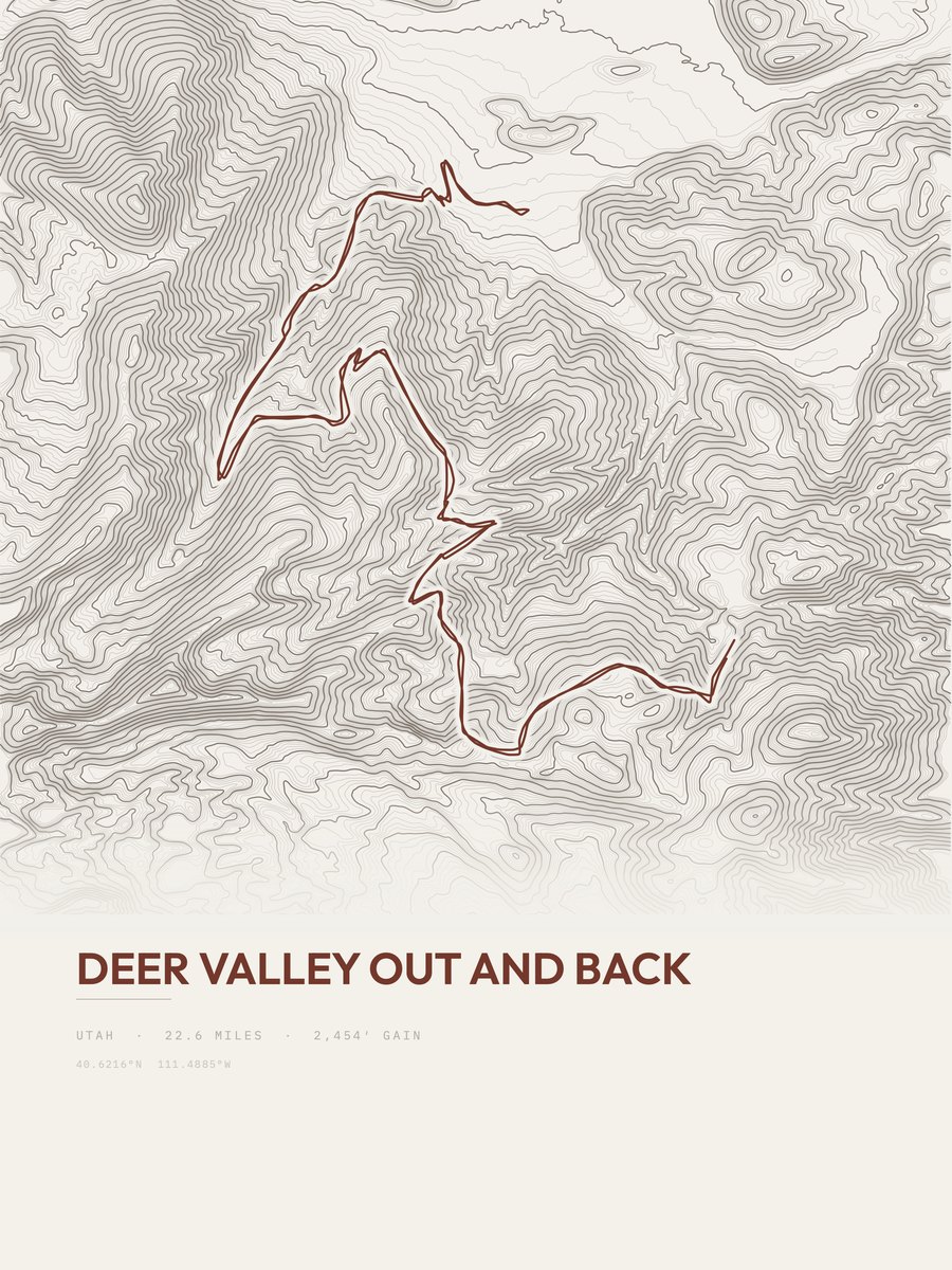Deer Valley topographic trail print