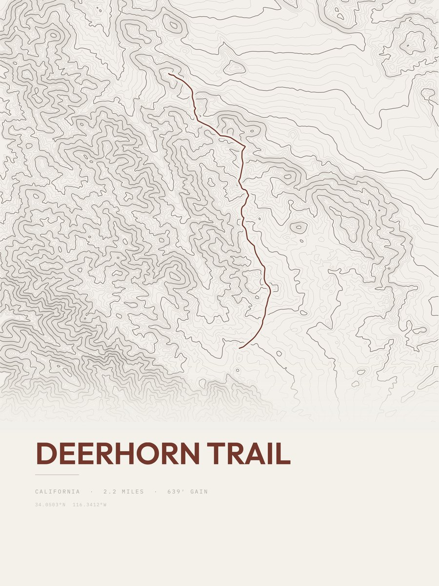 Deerhorn Trail Topographic print