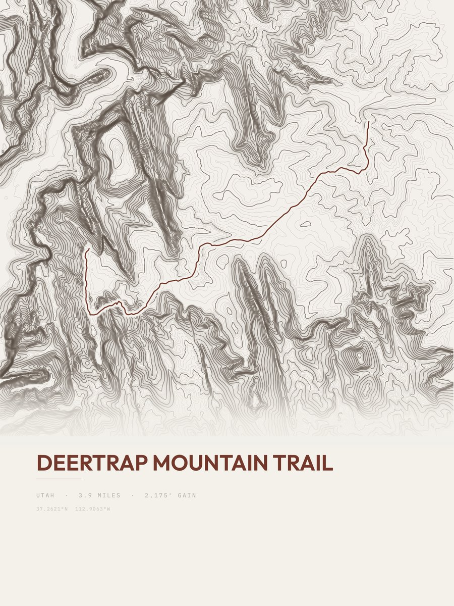 Deertrap Mountain Trail Topographic print