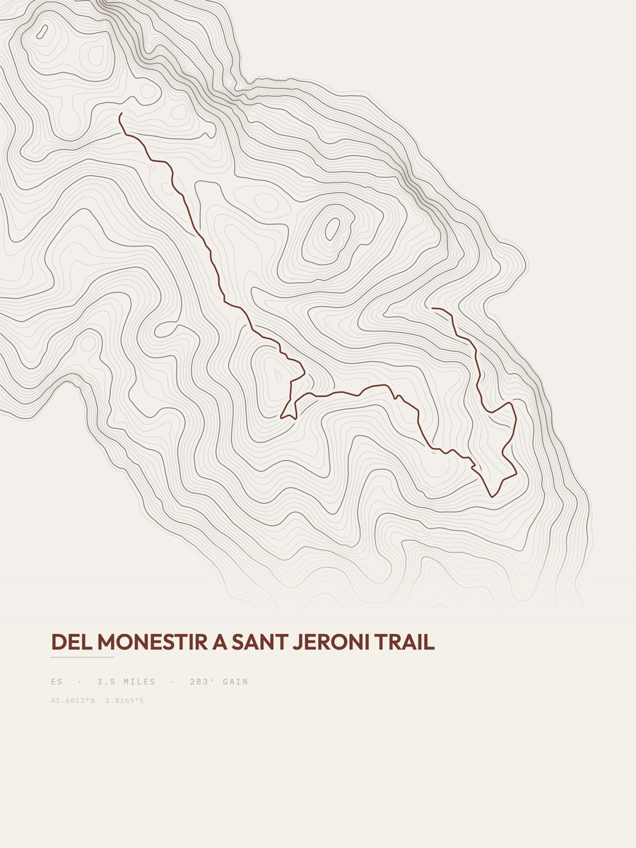 Del Monestir a Sant Jeroni Trail topographic trail print
