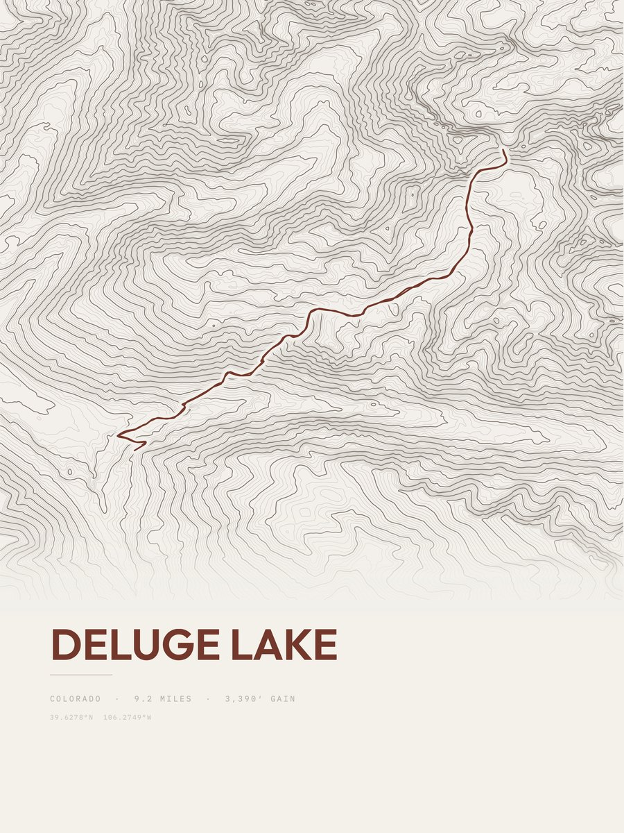 Deluge Lake Topographic print