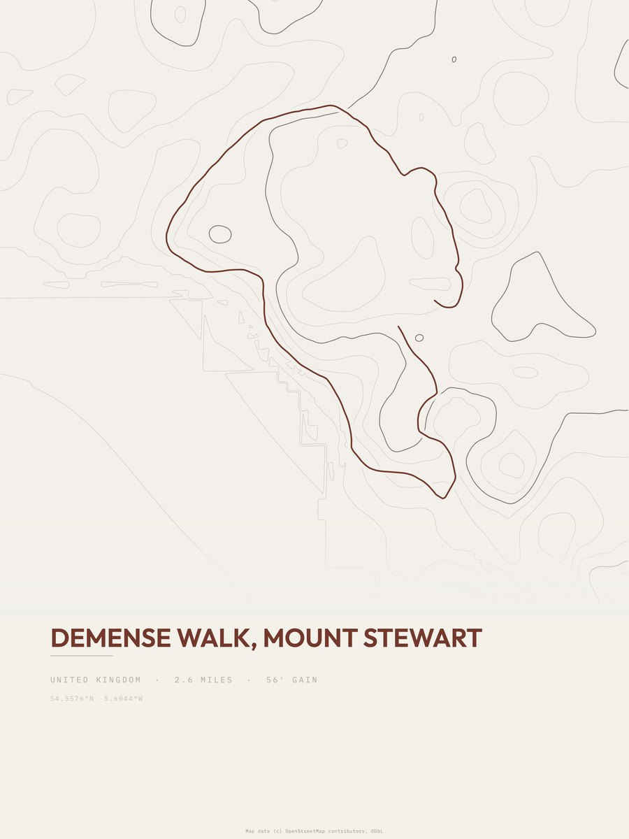 Demense Walk topographic trail print