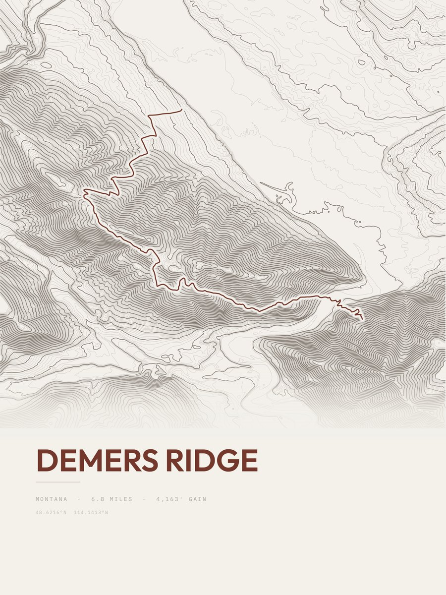 Demers Ridge Topographic print