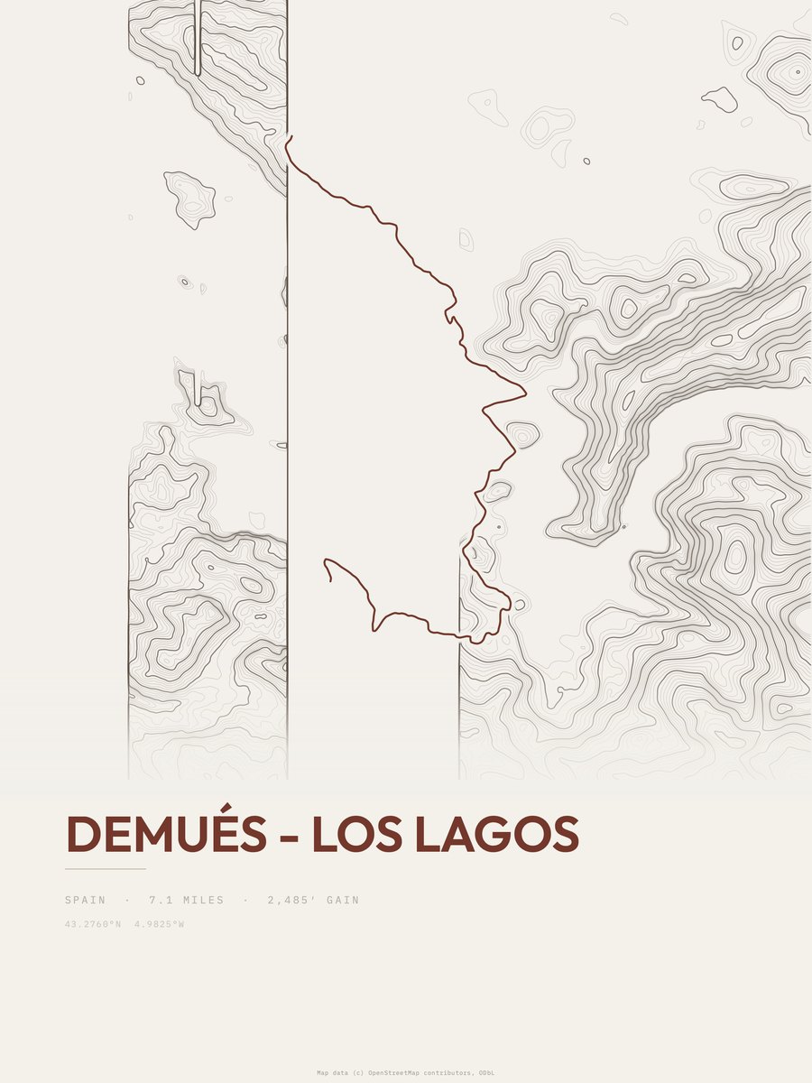 Demués - Los Lagos topographic trail print