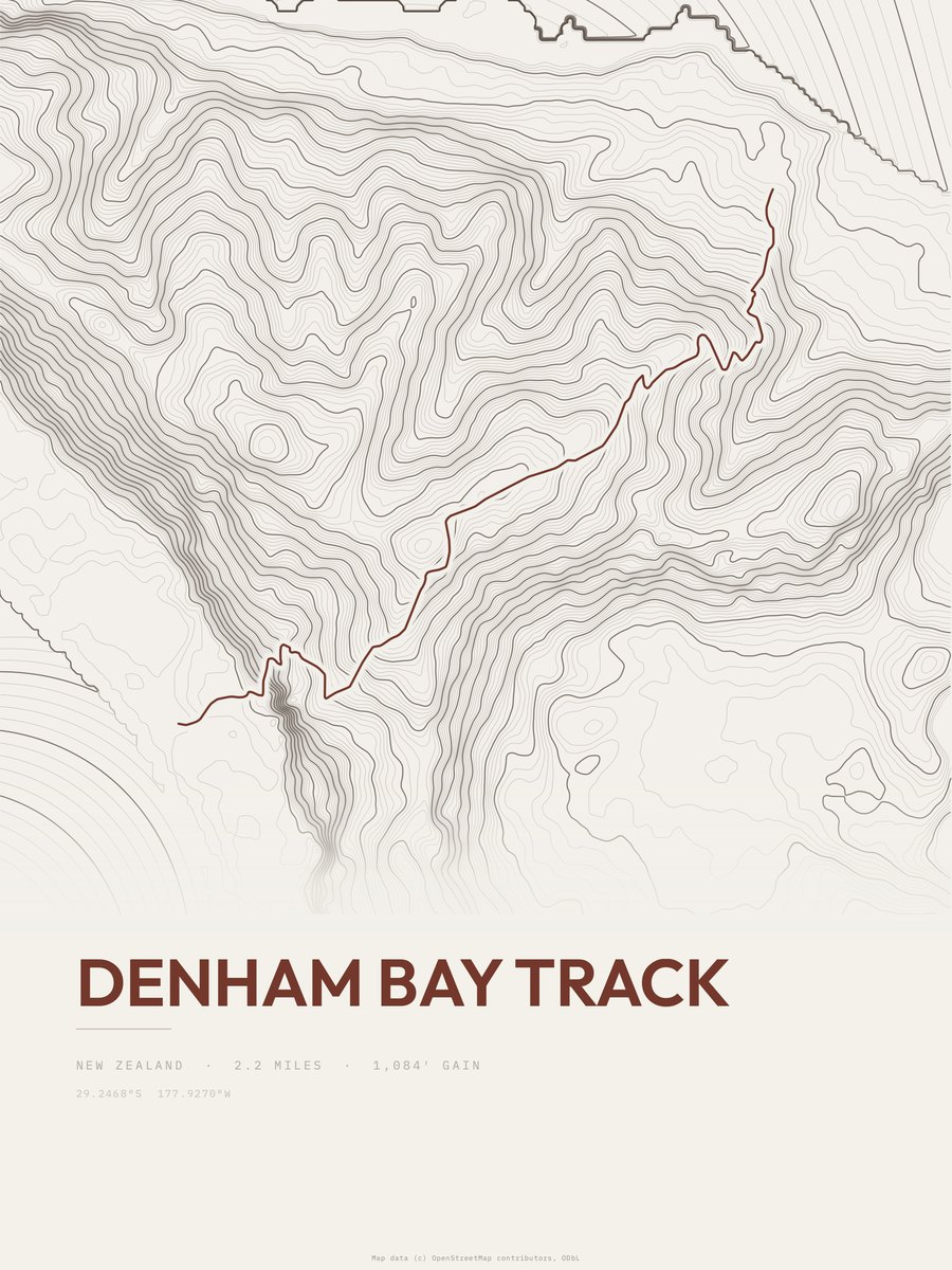 Denham Bay Track Topographic print