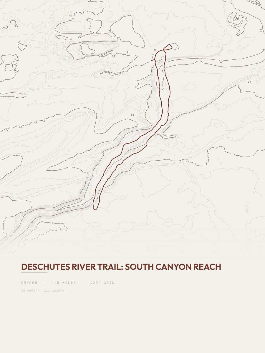 Deschutes River Trail topographic trail print