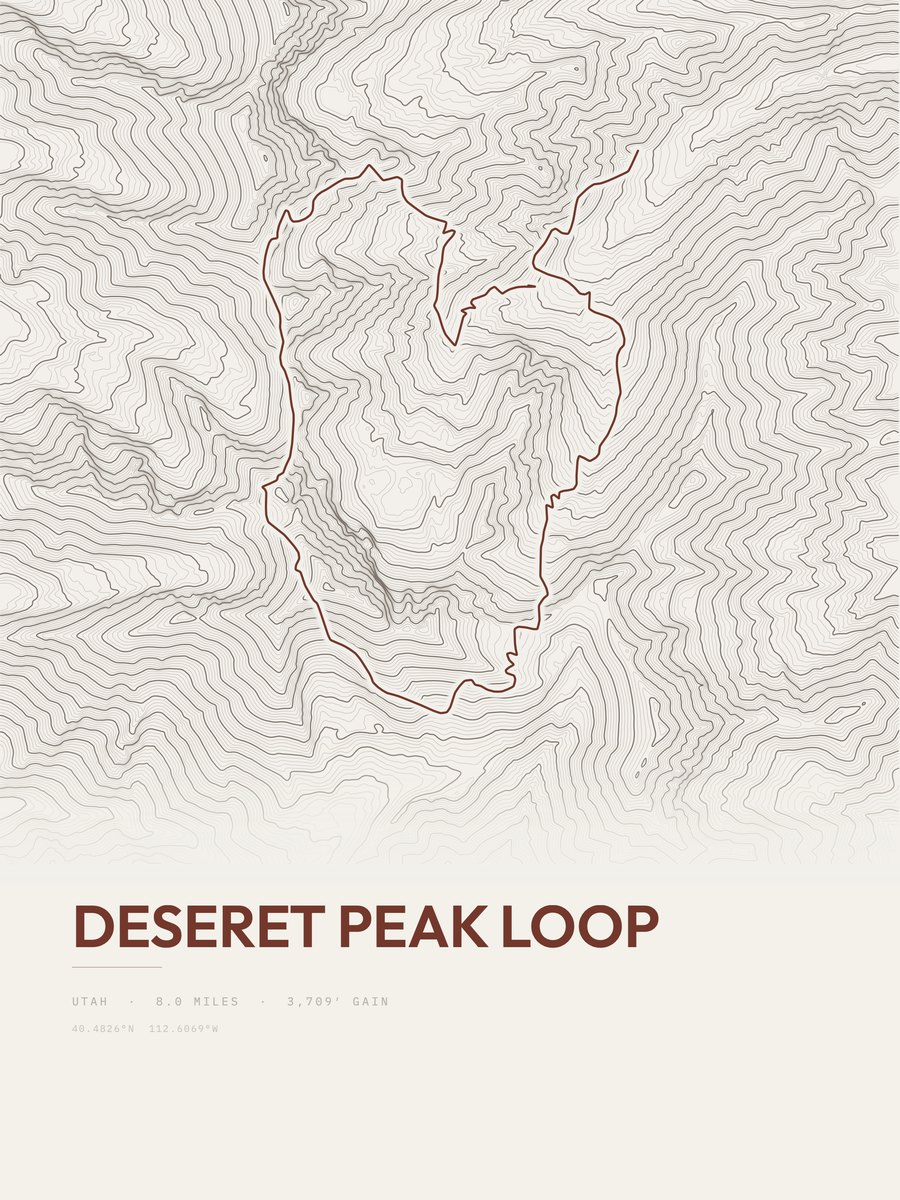 Deseret Peak Loop Topographic print