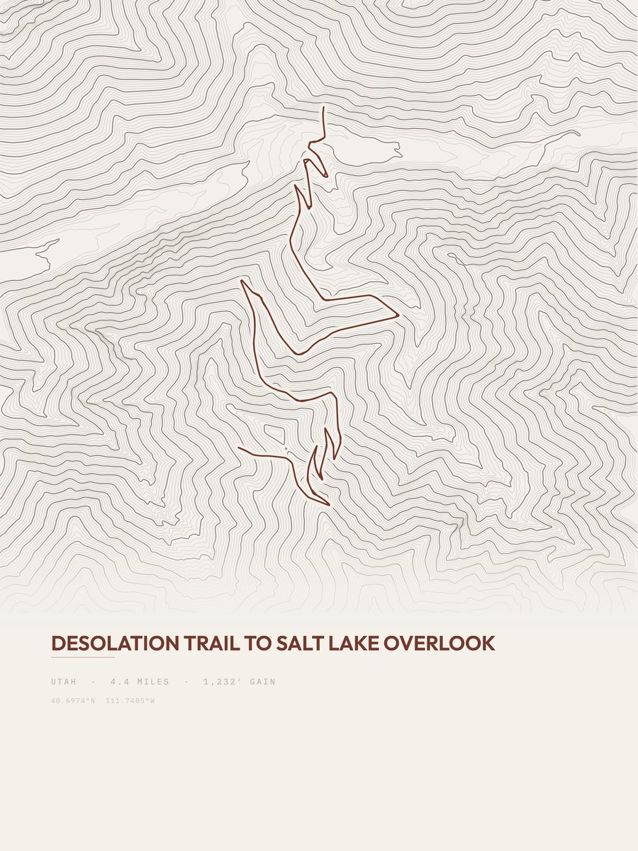 Salt Lake Overlook Topographic print