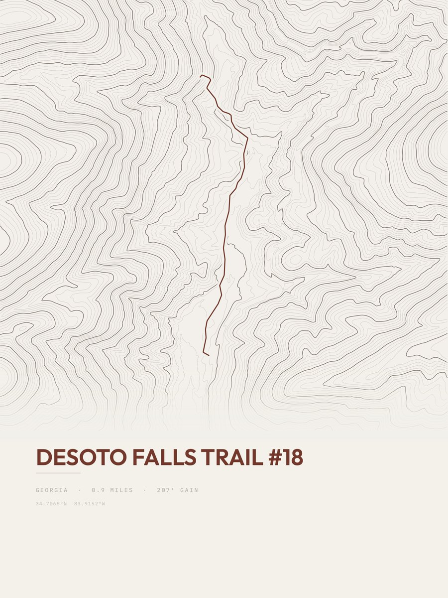 Desoto Falls Trail topographic trail print