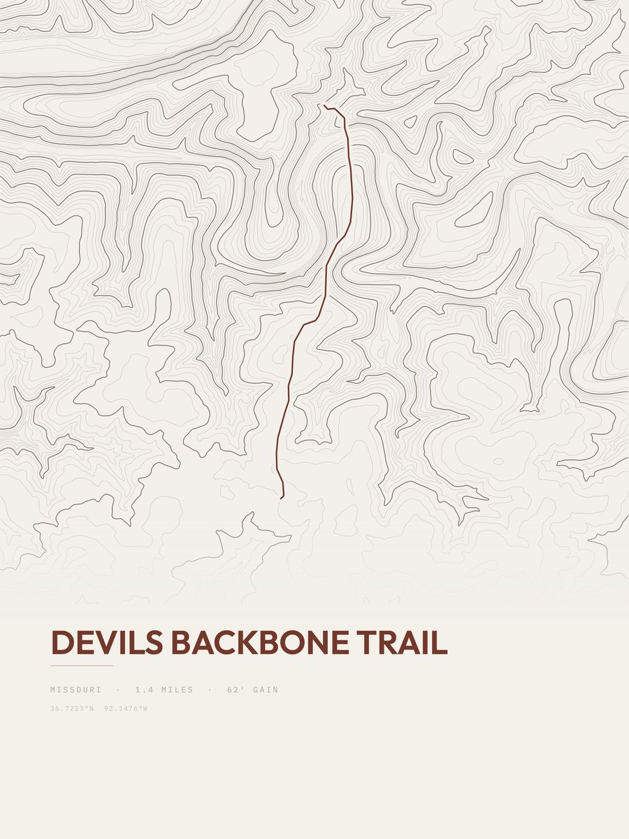 Devils Backbone Trail topographic trail print