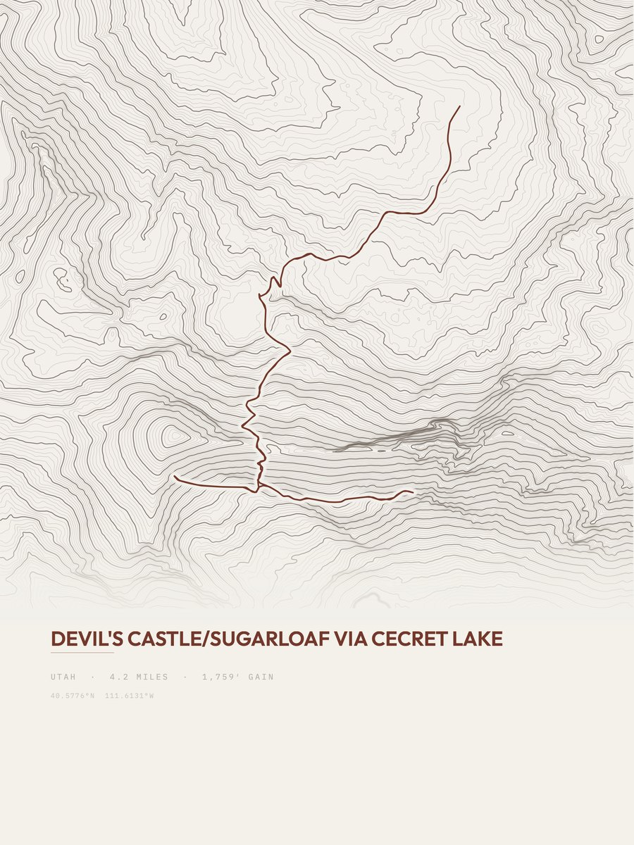 Devil's Castle / Sugarloaf topographic trail print