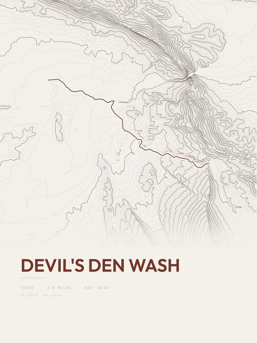 Devil's Den Wash Topographic print