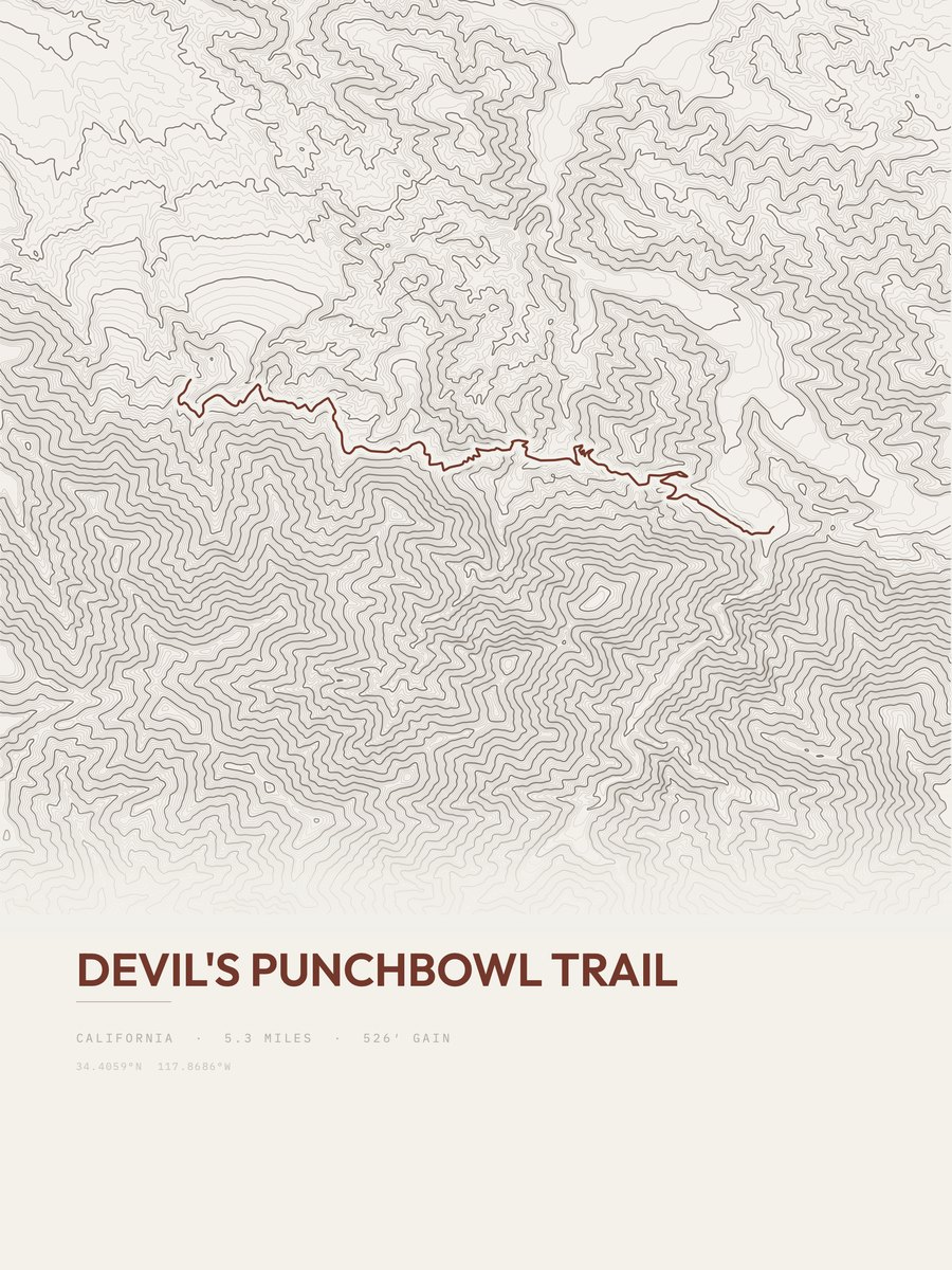 Devil's Punchbowl Trail Topographic print