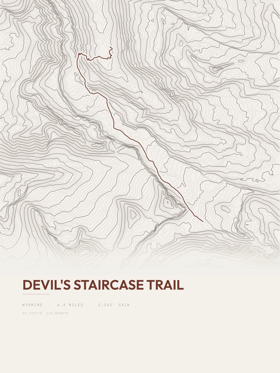 Devil's Staircase Trail Topographic print