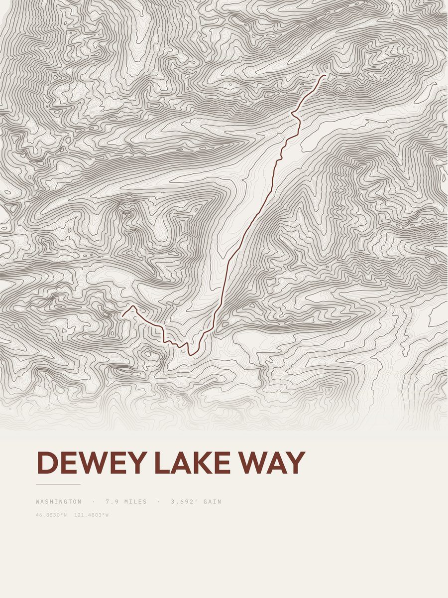 Dewey Lake Way topographic trail print