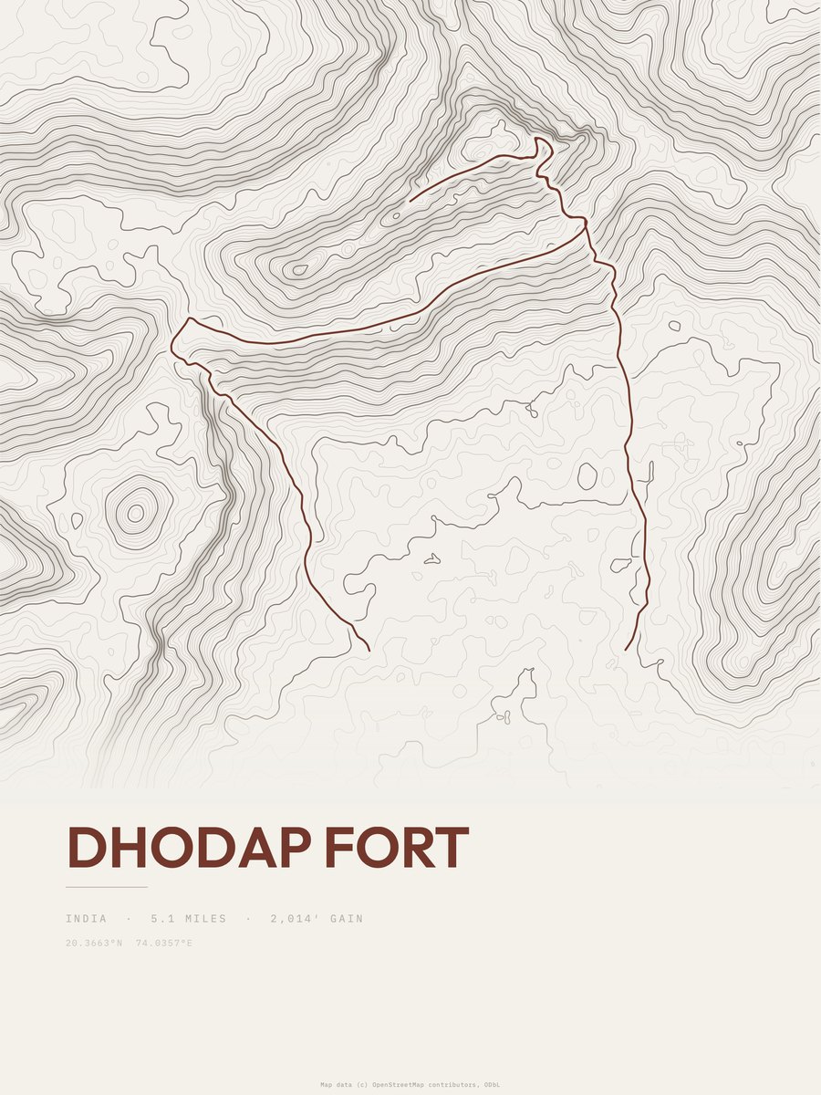 Dhodap Fort topographic trail print