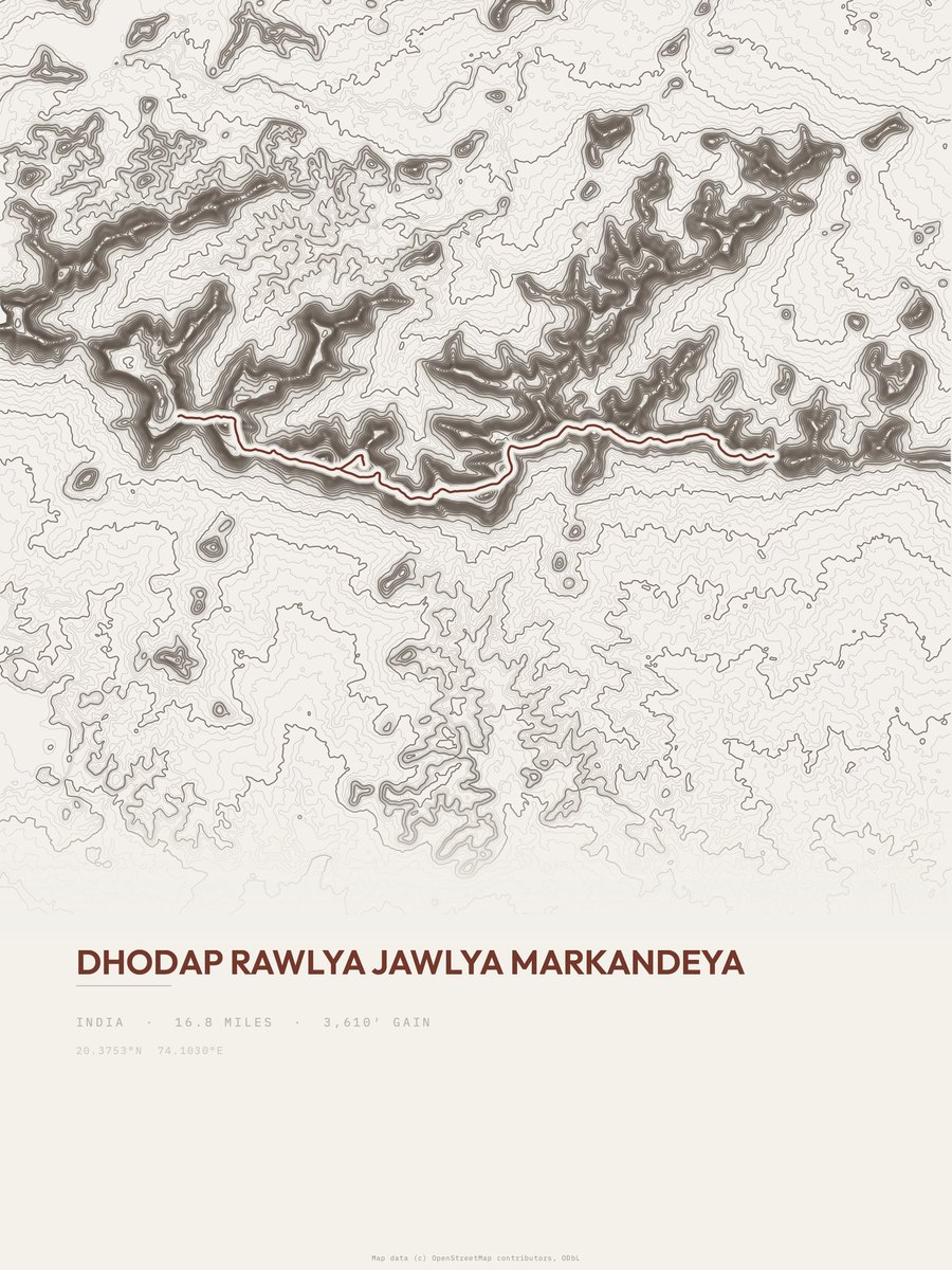 Dhodap Rawlya Jawlya Markandeya topographic trail print