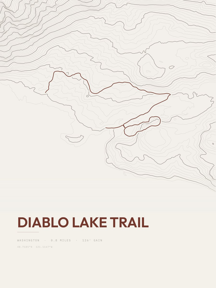 Diablo Lake Trail topographic trail print