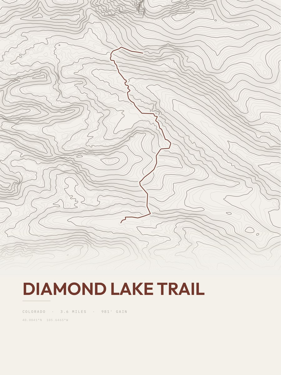 Diamond Lake Trail Topographic print