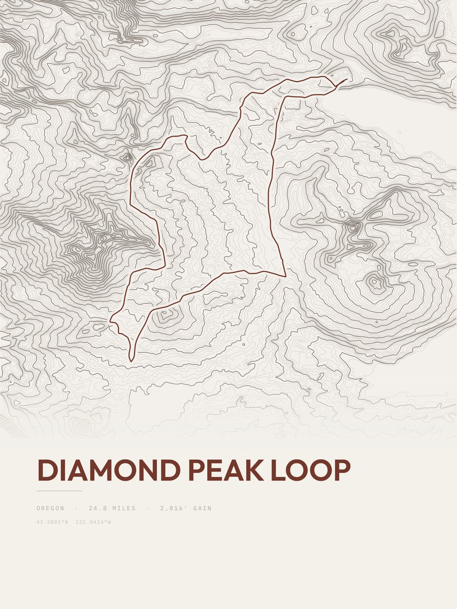 Diamond Peak Loop topographic trail print