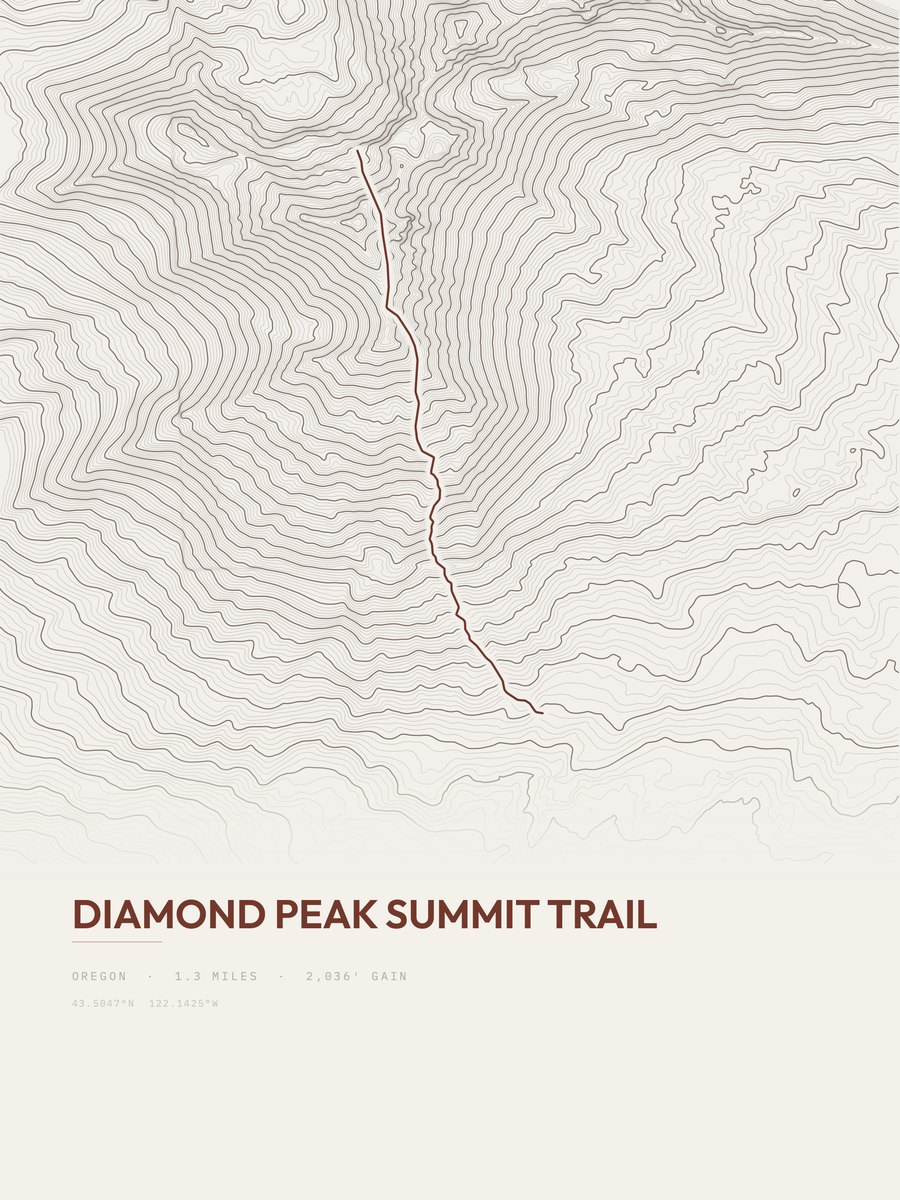 Diamond Peak Summit Trail Topographic print